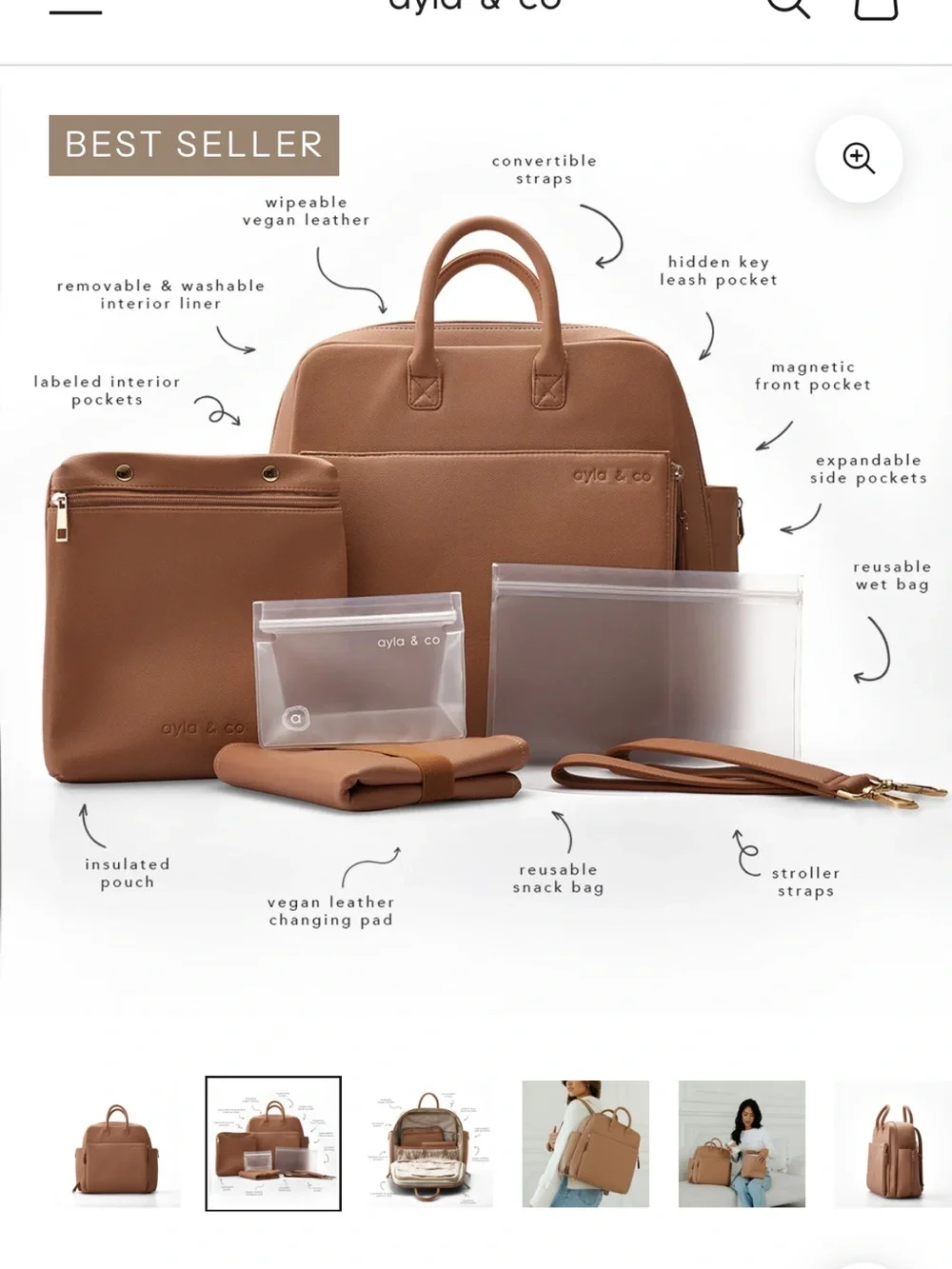 Ayla & co cafe Baby Diaper Bag Backpack - Chic Everyday Carry